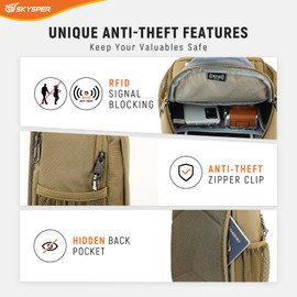 SKYSPER Sling Bag RFID Cross Body Bag Recycled Crossbody Backpack Travel Daypack(Camel)