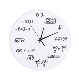 Wall Clock, Classroom Clock, Math Wall Clock, 3D Decoration Mathematical Gift Kids Wall Clock Silent Clock for Kids Maths Lover Classroom Home Office Decor(White A)