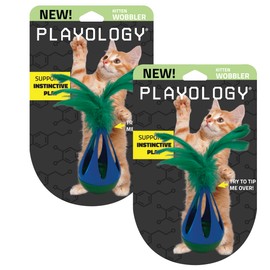 Playology Cat Toy Set 2-Pack Wobblers | Feather-Topped Cat Toy Gift Set | Interactive Toy for Cats | Engaging Indoor Playtime