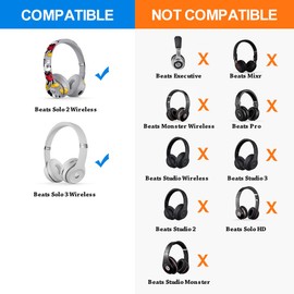 Link Dream Replacement Ear Pads for Beats Solo 2 & 3 - Memory Foam Earpads Cushion Cover for Wireless Headphones (Grey)