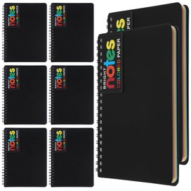 8 Pack Spiral Notebook – 5” x 7” Black PVC Cover College Ruled Journals, 100 Sheets/200 Pages – 7 Colors Vibrant Lined Paper Memo Pads for Learning Space, Office, and Gifting