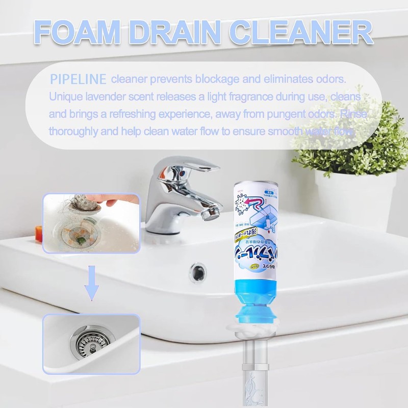 2-Pack Foaming Drain Cleaner - Powerful Sink Deodorizer & Clog