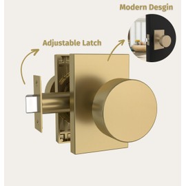 Mega Handles - Laura Passage, Door Knob for Hallway, Closet and Bathroom, Reversible Heavy Duty Design Door Knobs, Fits All Standard Door Sizes, Screws Included - Satin Brass (1 Pack)