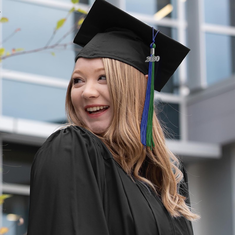 Endea Graduation Double Color Tassel with Silver Date Drop (Royal