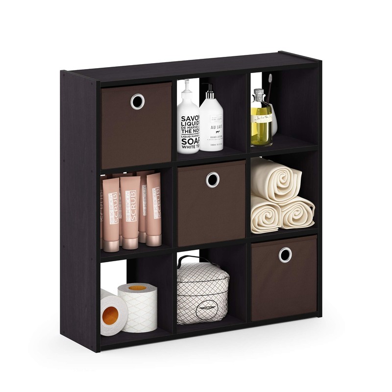 Furinno Simplistic 9-Cube Organizer, Dark Walnut