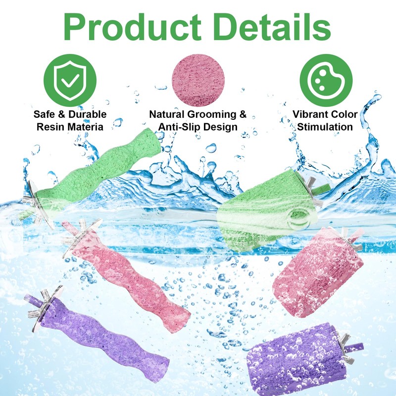 6PCS Bird Beak Grinding Stone Perch – Anti-Slip Resin Perch