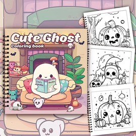 Cartoon Ghost Pattern Coloring Book, 1 Count Spiral Bound Coloring Book, Diy Painting Supplies for Adults without Colored Pen