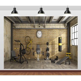 CORFOTO 5x3ft Gym Equipment Backdrop Sports Fitness Room Photography Background Gym Theme Party Home Fitness Room Decor Birthday Photoshoot Background Studio Booth Props