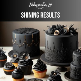 Dekozauber24 Premium Fondant black, 8.8oz, for cakes and figurines, gluten free, vanilla taste