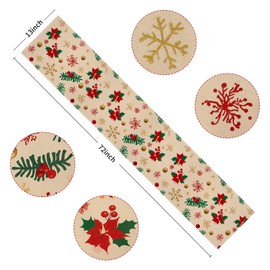 Honitra Christmas Table Runner, Waterproof linenTable Runner, Seasonal Winter Holiday Kitchen Dining Table Decoration for Indoor Outdoor Home Party Christmas Table Runner Decor 13 x 72 Inch