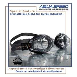 Aqua Speed® Lumina Swimming goggle (optical lenses to correct short-sightedness; half-step increments from -1.5 to -6.0 and -7,0 and -8.0; Anti-Fog; UV Protection), -4.5; Lumina / black / non-tinted