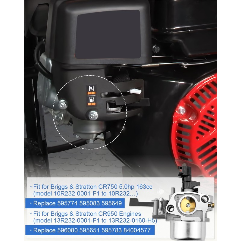 JUWEVAZU CR950 Carburetor Kit Fit for Briggs & Stratton CR750