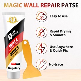 Sugelary Drywall Patch Repair Kit with Scraper, Wall Spackle Paste, Mending Agent Quick and Easy Solution to Fill The Holes for Home Wall, Plaster Dent and Wood Scratch Repair