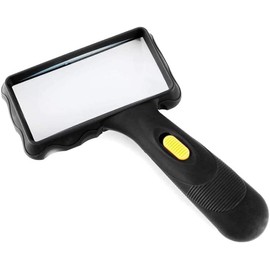 Lupa rectangular de mano, lupa de luz LED, lupa de lectura 10X para personas mayores, baja visión, degeneración macular