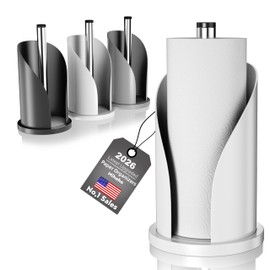 Toilet Paper Towel Holder, Stainless Steel Freestanding Bathroom Tissue Organizer, Rolls Storage Holder, Paper Towel Dispenser for Bathroom Kitchen (White S)