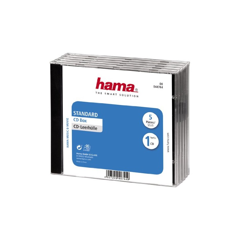 Hama CD Jewel Case | Pack of 5 | Transparent/Black