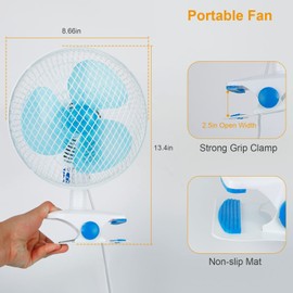iMounTEK Clip On Fan 2 Speeds Desk Fan Quiet Clamp Fan Adjustable Tilt Auto Shaking Fan Wall Mount Personal Fan For Desk Office Home Baby Strollers Table Tops w/ 3.94FT Cord