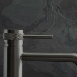 Rea Lungo Grip Low Titanium Single Lever Basin Mixer Tap Brass Modern Design 9.8 x 5 x 16.5 cm