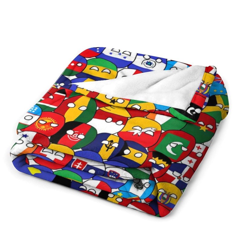 Dujunex Countryball World Map Blanket Soft Cozy Lightweight Flannel Fluffy