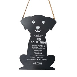 JNWHY - Letrero de no solicitud para colgar en la casa y en la valla, bonito y decorativo para el hogar y la oficina (perro lindo)
