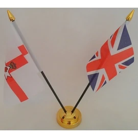 Northern Ireland Red Hand Of Ulster Union Jack 2 Flag Friendship Desktop Table Centrepiece Flag Flags With Gold Base Ideal For Party Conferences Office Display