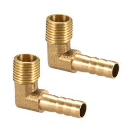 sourcing map Brass Barb Hose 90 Degree Elbow 8 mm with Barb to PT1/4 Male Thread Pipe Adaptor Pack of 2