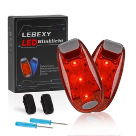 LEBEXY LED Flashing Light Safety Light Set of 2 | Three Light Modes | Safety Light for Children School Bag | Ideal Safety Warning Light for Prams, Cycling, Hiking, Camping, Pets, Red