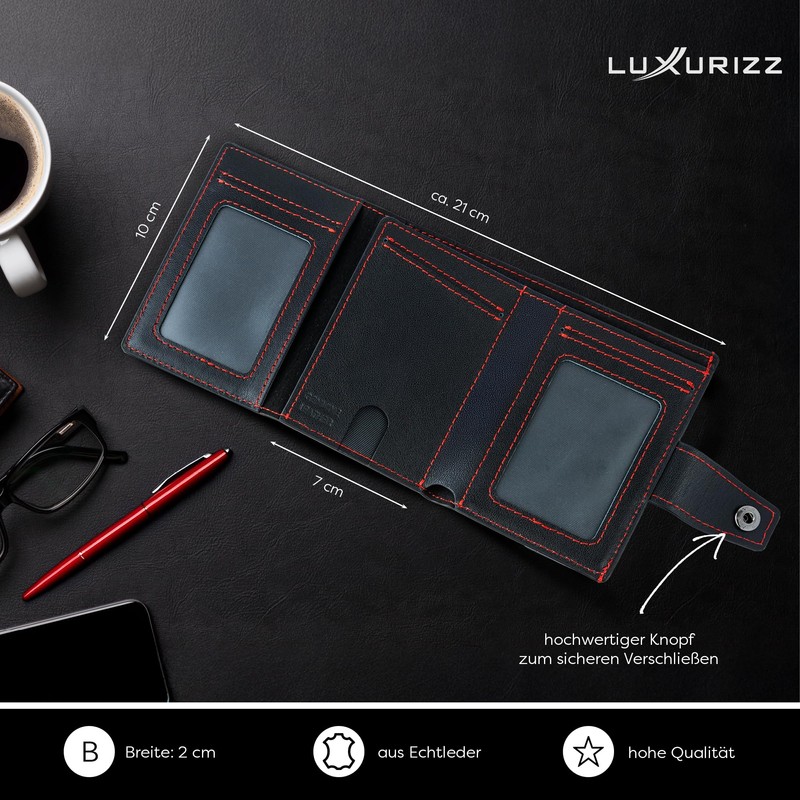 Luxurizz Smart Wallet, Red/black, Minimalist