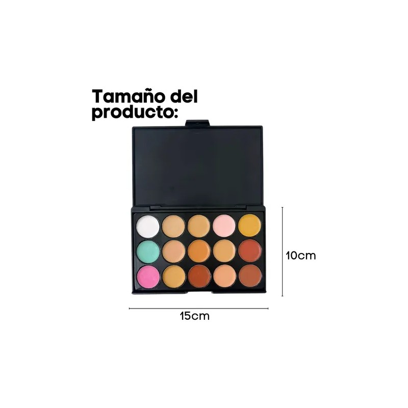 Paleta 15 Correctores Maquillaje Alta Cobertura Brocha F