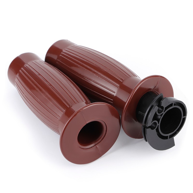 2pcs 7/8in Retro Rubber Throttle Handlebar Non-Slip Handle Grip Universal