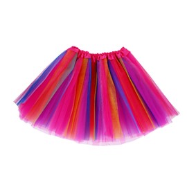 Sibba Sparkle Rainbow Tutu Skirt Ballet Dance Skorts 3 Layered Tulle Outfit Role-Playing Cosplay Birthday Princess Christmas Party Decoration for Girls 2-7 Years Sports Clothing (Pink)