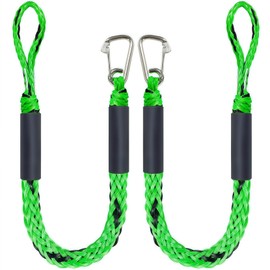 4 Feet Bungee Dock Line for Boats,Built-in Snubber,Dock Lines with Stainless Steel Clip,Boat Accessories Suitable for Kayak,Jet Ski,Pontoon, Canoe, Power Boat(Black Green/2 Pack)