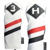 Majek Retro Golf Headcovers White Red and Black Vintage Leather