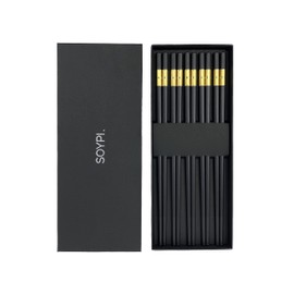 Kitchen Hero 2 Pairs of Wooden Chinese Chopsticks, Black and Elegant