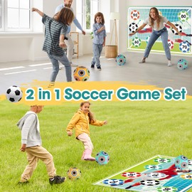 KADAYAYA Football Playset Toy for Children, Indoor Outdoor Football Playset with 2 Velcro Balls, Foldable Football Goals, Christmas Birthday Gifts, Football Toy for Children 5 6 7 8 Years