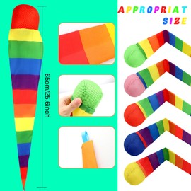 Kugliwa 10 Pack Throw and Catch Ball with Rainbow Tail Catch Tail Foam Balls Soft Rainbow Playground Ball Sports Comet Balls for Outdoor Games Activities Sensory Training