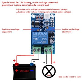 Undervoltage Board, 12V Battery Low Voltage Cut Off Automatic Switch On Recovery Module Undervoltage Control Switch Storage Battery Module, 2.0 x 1.2 x 0.7in
