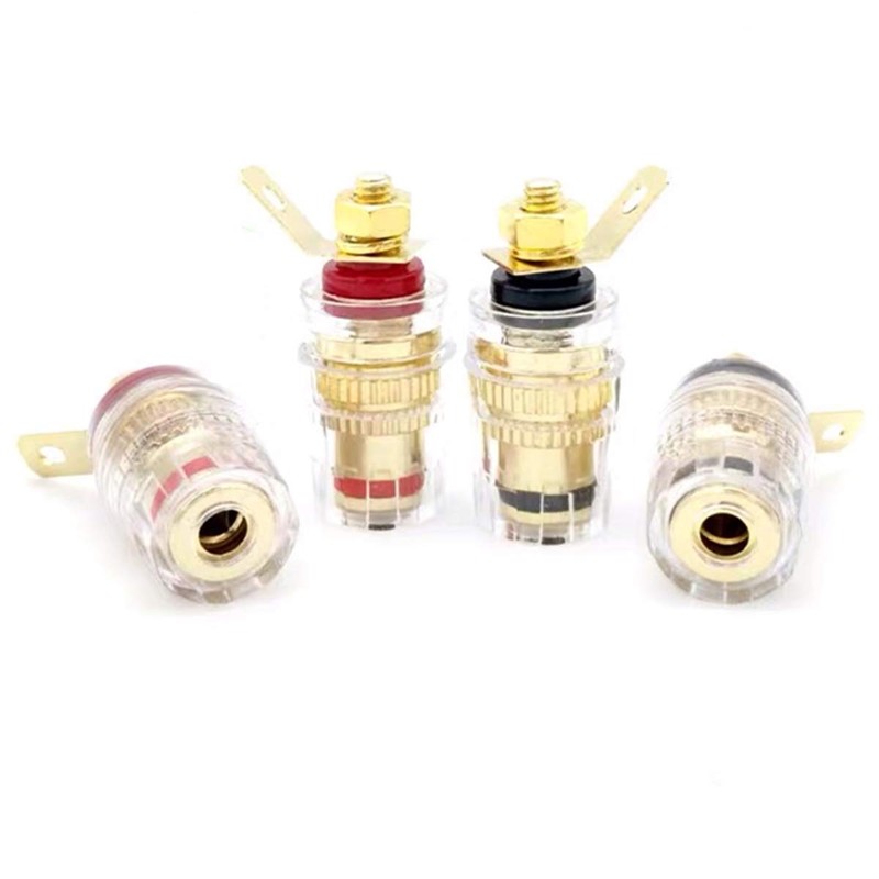 4 Pcs Terminal Speaker Poles Copper Crystal Binding Posts for