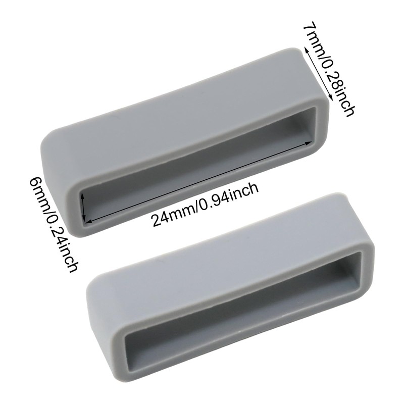 Honbay 4PCS 24mm Rubber Replacement Watch Band Loops Silicone Watch
