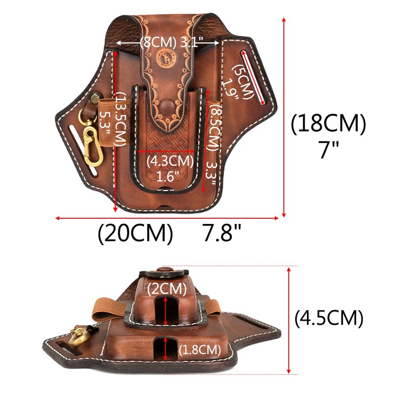 Tourbon Multi Tool Leather Belt EDC Pocket Organizer Phone Pouch