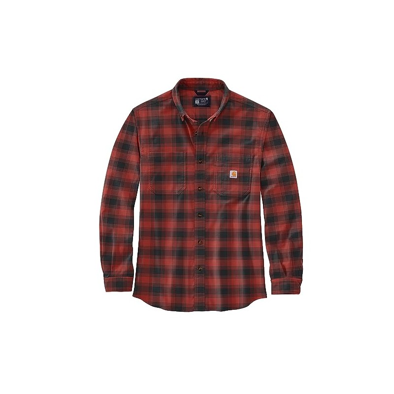 Carhartt Plaid Flannel Relaxed Fit Shirt, Red Ochre
