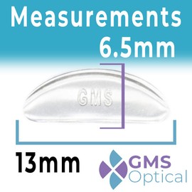 GMS Optical Small Adhesive Nose Pads for Small Frames - Perfect for Kids - 1.8mm x 13mm Contour Silicone Nose Pads - Clear (10 Pair)