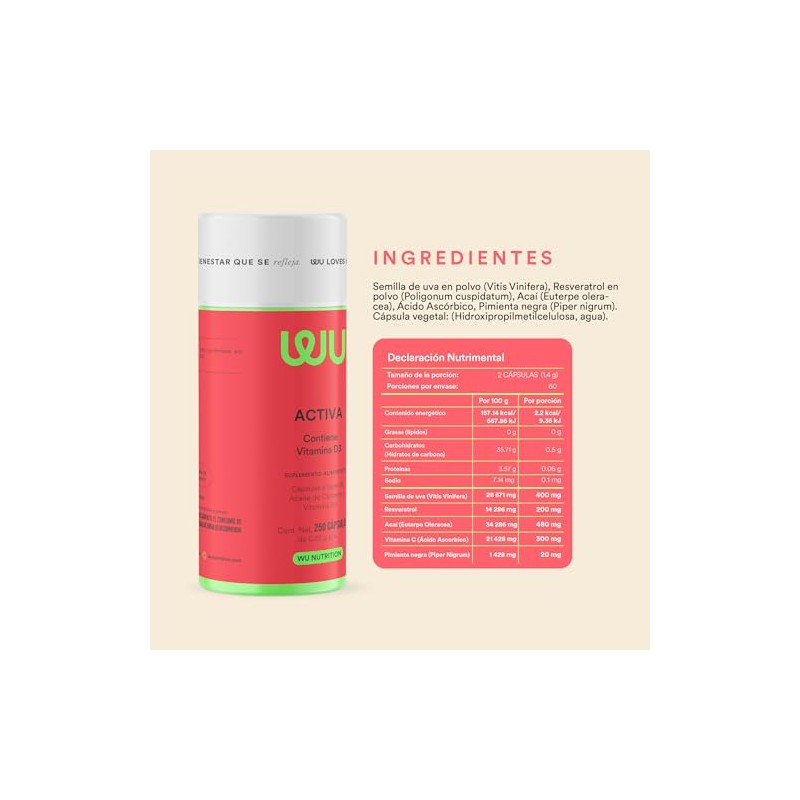 WU Nutrition ACTIVA Vitamina D3 400 UI + Aceite de