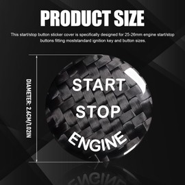 Carbon Fiber Push Start Button Cover, Scratch-Proof Engine Start Stop Ignition Switch Trim, 25-26mm Universal Fit for Ford F-150 Focus Mondeo,Car Interior Power Button Sticker Decorations Accessories