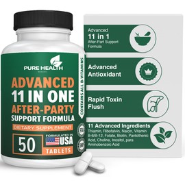 After Drinking Support Vitamin - Liver Support, Immune System, Fast Hydration - Before and After Liver Support Formulation - Biotin, Thiamin, Riboflavin, Niacin, B Vitamins | 50 Tablets