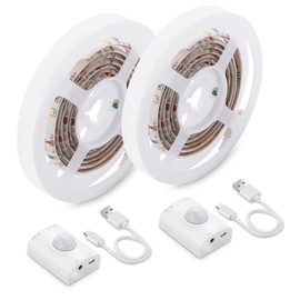 LUXJET 2 Pack Warm White Motion Sensor LED Strip Lights with Rechargeable 3.28ft, LED Closet Light Gun Safe Lights Motion Activated, Stair Lights Indoor