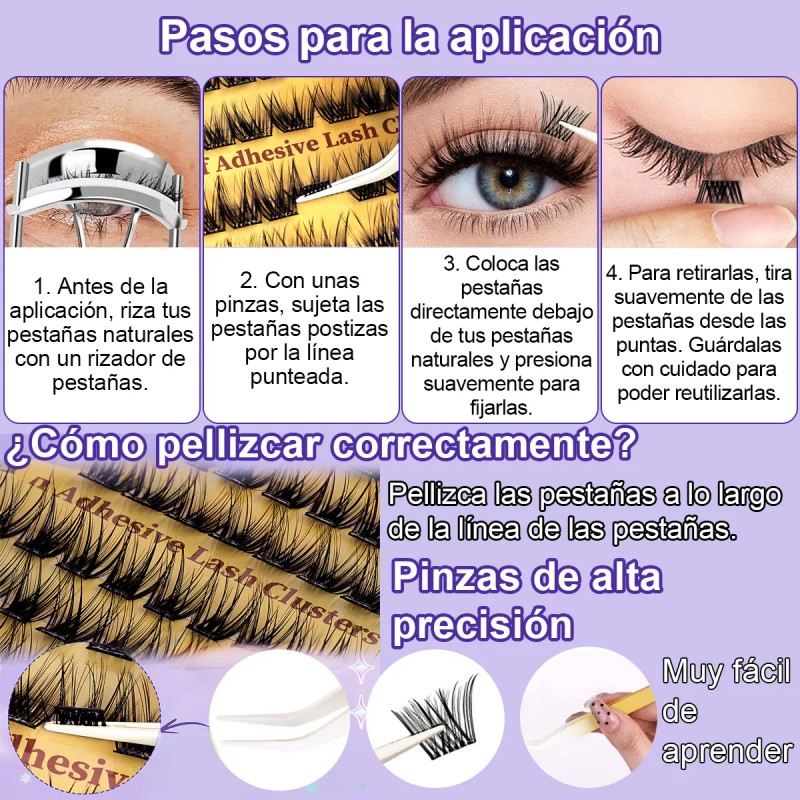 Kit De Pestañas Autoadhesivas Impermeable Y Reutilizable Diy Negro