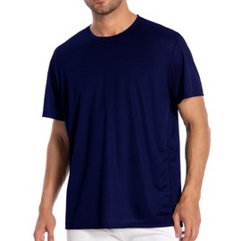 Workout Shirts for Men Dry Fit Big and Tall T Shirts Gym Running Athletic Moisture Wicking Shirts Short Sleeve Navy Blue 5XL