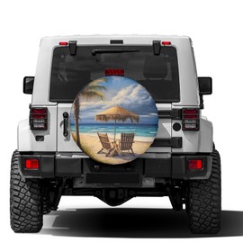 Foruidea Beautiful Beach Palm Trees Spare Tire Cover Dust-Proof Wheel Tire Cover Fit Trailer, RV, SUV and Many Vehicle 15 Inch