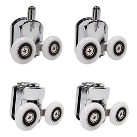 Set of 4 Chrome Plated Shower Door Rollers 2 Upper and 2 Lower (Double Roller Diameter 23mm)